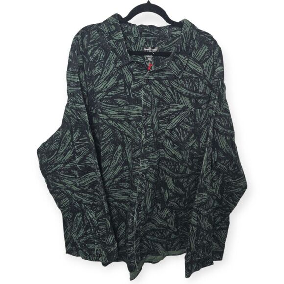 NWT Houston White Mens 5XL Corduroy Shirt Heavyweight Button Up Green Tropical - Picture 1 of 4
